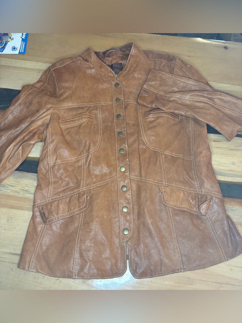 Danier Women's Cognac Leather Button-Front Jacket